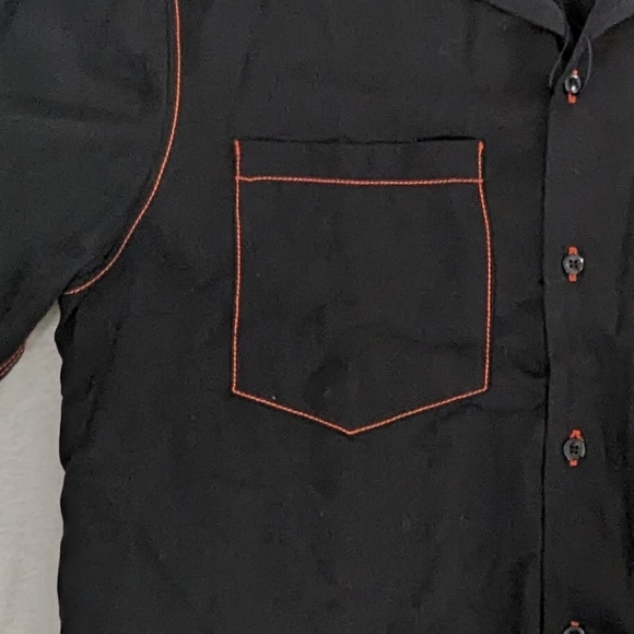 Zara - Black Button Up with Orange Thread Accents M - Picture 3 of 4